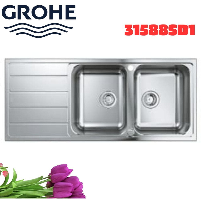 Chậu rửa bát Grohe 31588SD1 2 hố có bàn nhập khẩu Đức