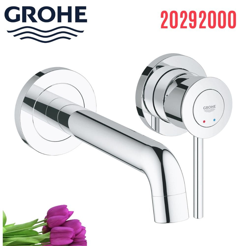 Vòi Chậu Lavabo Grohe 20292000 Nóng Lạnh gắn tường