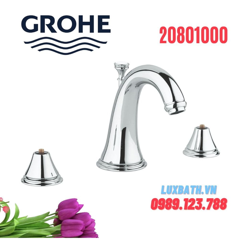 Vòi Chậu Lavabo Grohe 20801000 Nóng Lạnh 3 lỗ