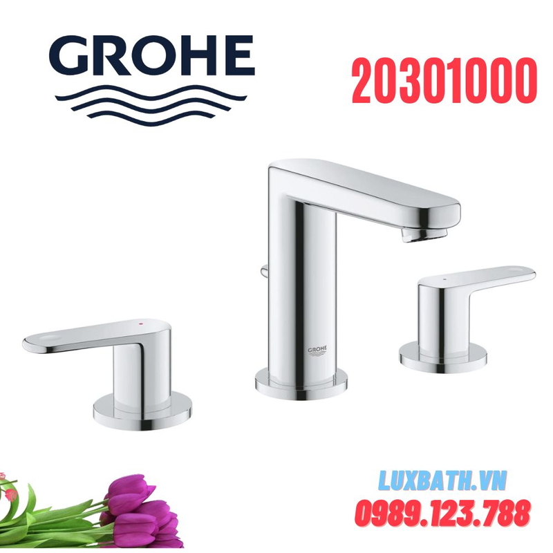 Vòi Chậu Lavabo Grohe 20301000 Nóng Lạnh 3 lỗ
